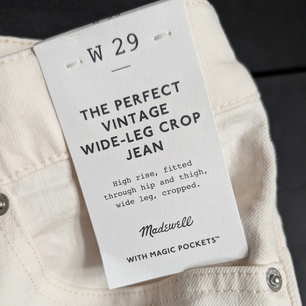 Madewell Perfect Vintage Wide-Leg Crop Jean Vintage Canvas High Rise Raw Hem 29 - Picture 6 of 13